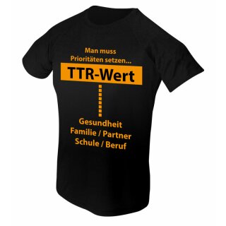 Spin und Speed | T-Shirt Priorit&auml;ten schwarz/orange 2XS